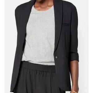 Joie Neville Relaxed One Button Front Terry Blazer Women's XS Black 3/4 Sleeves